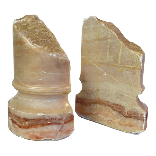 Mid 20th Century Pair of Pink Marble Architectural Element Ruins Column Bookends