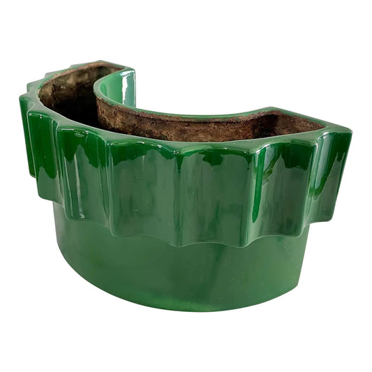 Mid 20th Century Primary Green Maddux of California Ceramic Half-Circle Planter