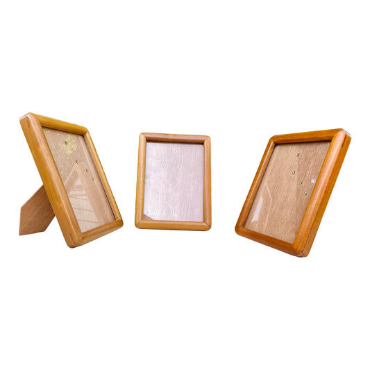 Mid 20th Century Solid Teak Wood Picture Frames Wall or Tabletop - Set of 3