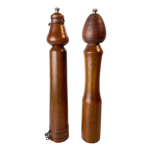 Mid 20th Century Unique Woodcraft Salt & Pepper Grinders - Pair