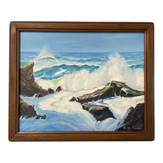 Vintage Framed Seascape Oil on Canvas Signed Ficaro