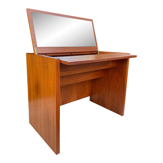 Mid-Century Modern Danish Teak Flip-Top Vanity or Desk - 1960s