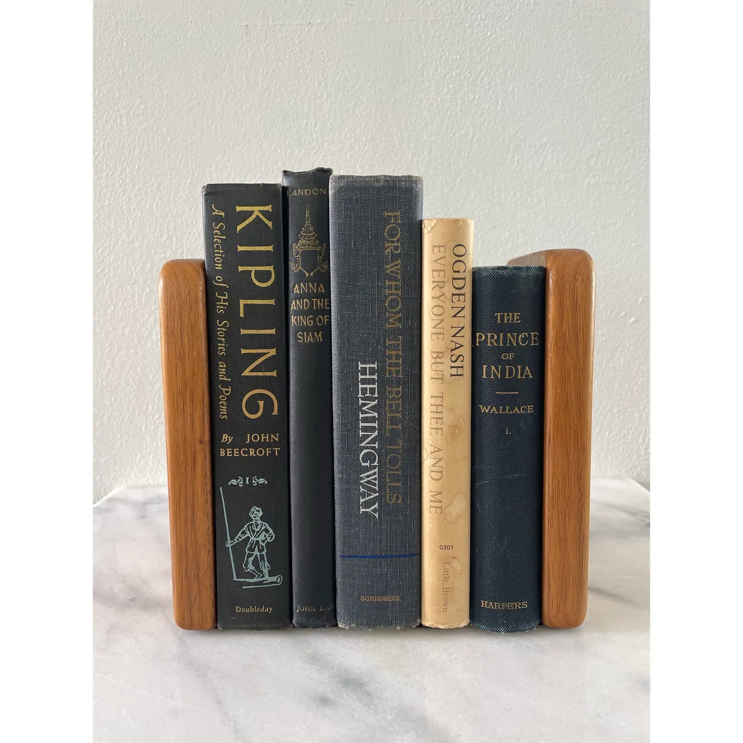 Mid-Century Modern Minimalist Walnut Slab Book Ends