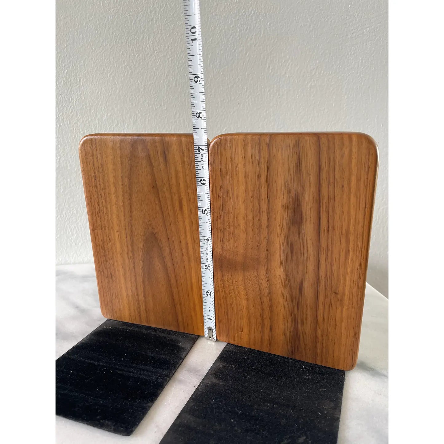 Mid-Century Modern Minimalist Walnut Slab Book Ends