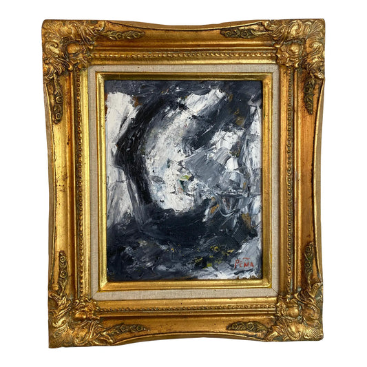Original Abstract Expressionist Oil Painting in Ornate Vintage Gilded Frame by Francisco Peña 2026