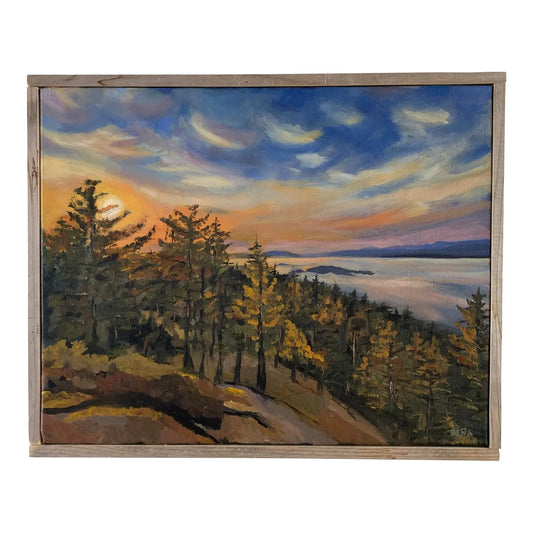 Original Pacific Northwest Landscape Painting – Orcas Island, Framed by Francisco Peña