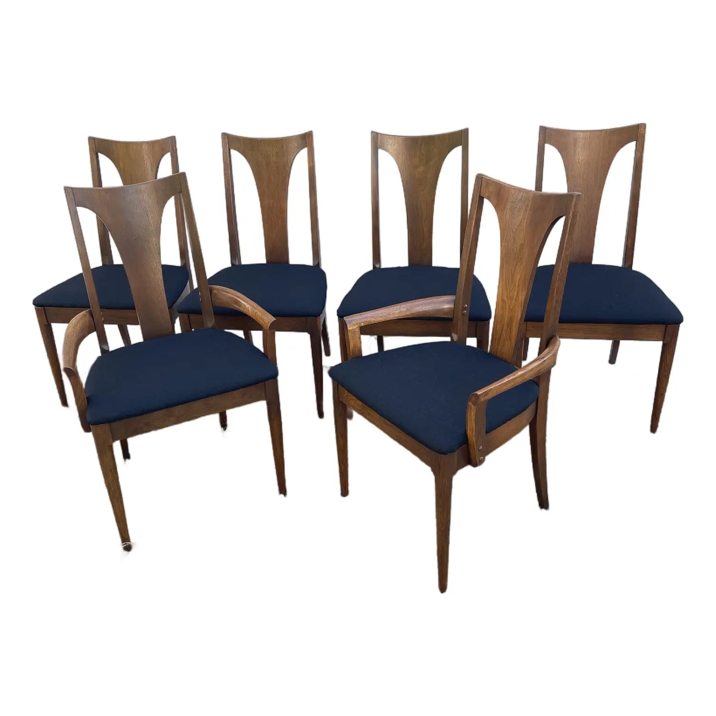 Set of 6 Mid-Century Modern Broyhill Brasilia Sculpted Walnut Dining Chairs