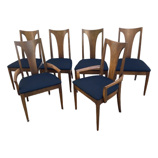 Set of 6 Mid-Century Modern Broyhill Brasilia Sculpted Walnut Dining Chairs
