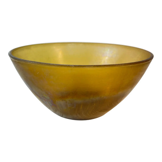 Vintage Arcopal France “Volcan” Frosted Amber Opaline Art Glass Bowl