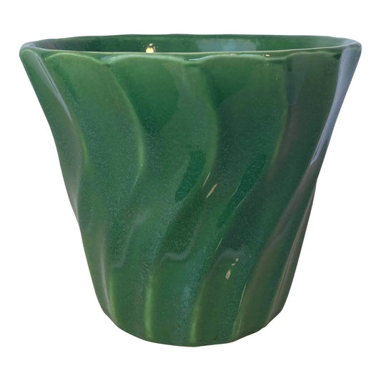 Vintage Bauer Pottery Swirl #6 Green Planter, Los Angeles