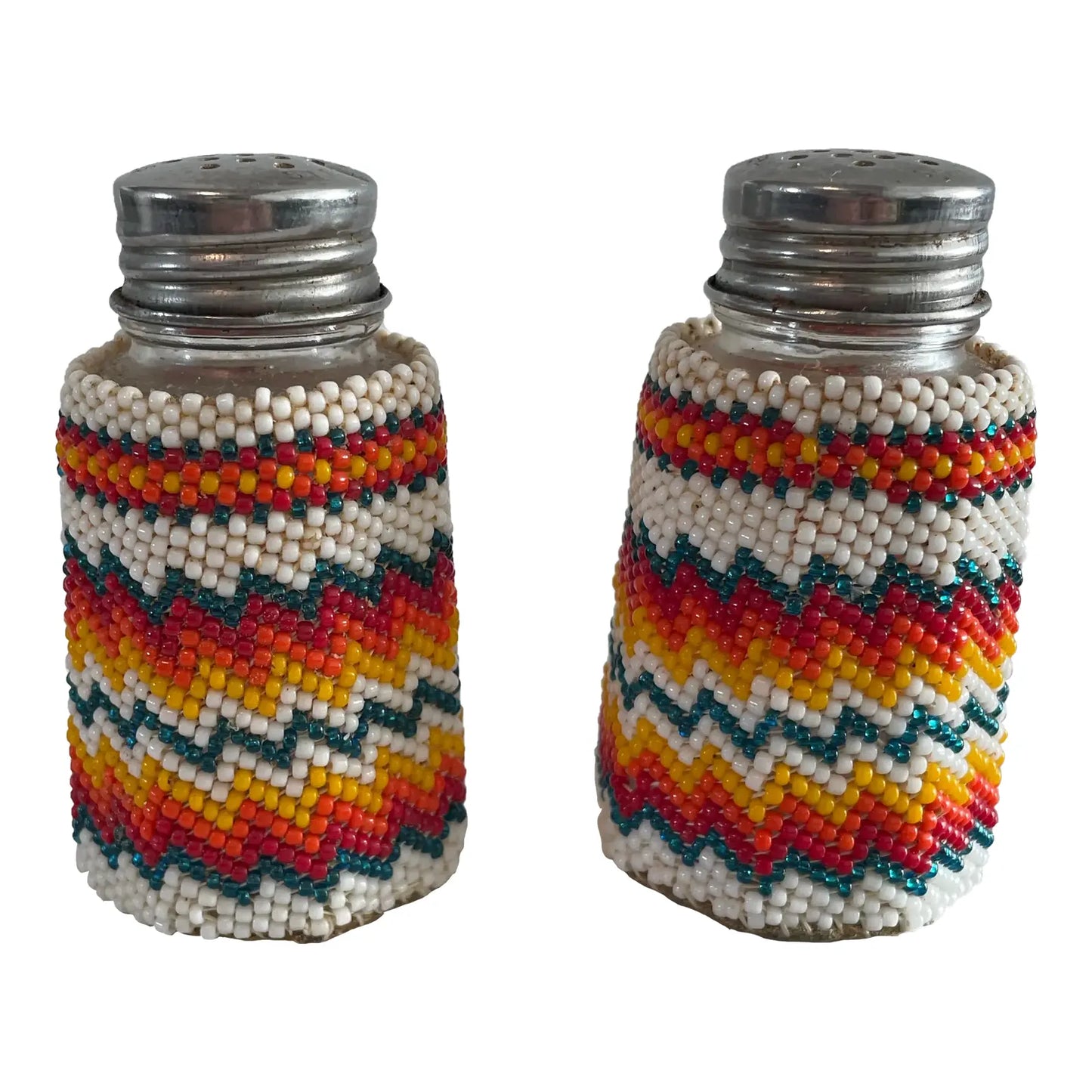 Vintage Native Beaded Southwest Salt & Pepper Shakers