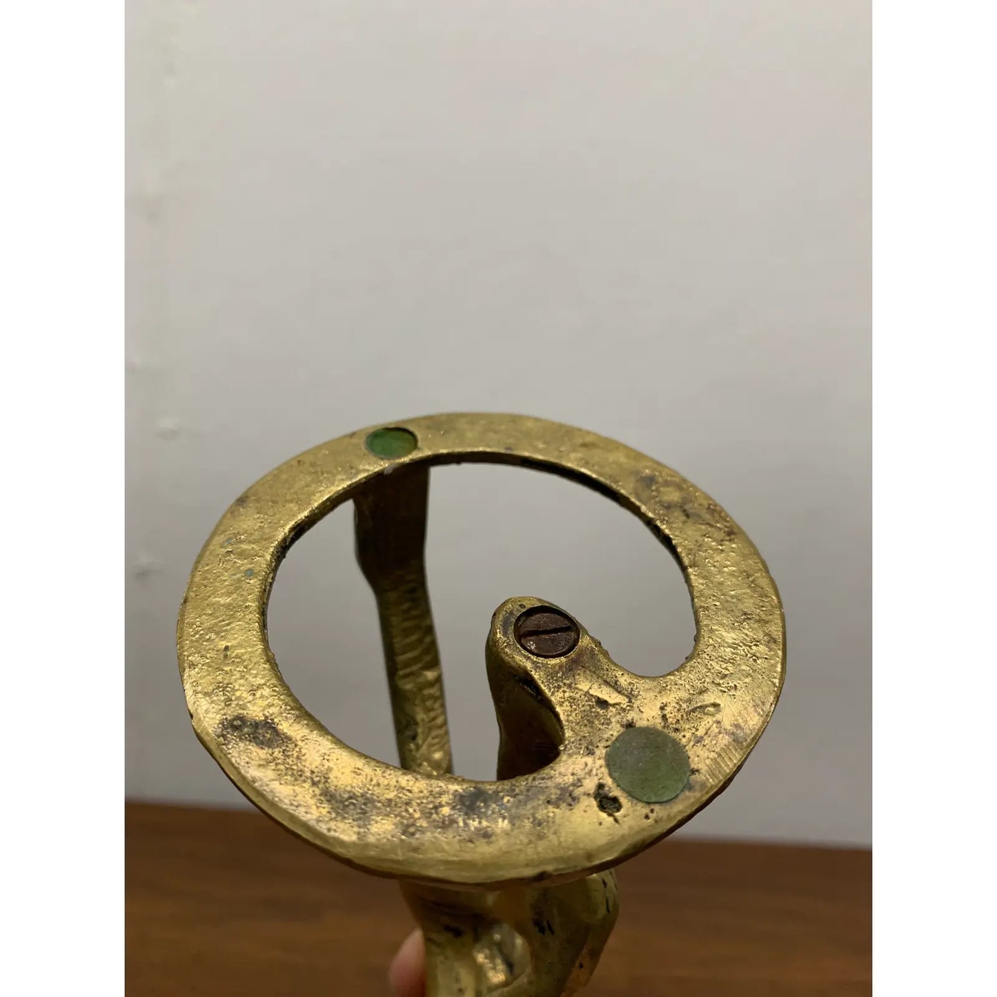 Vintage Brass Discus Greek Key Statuette
