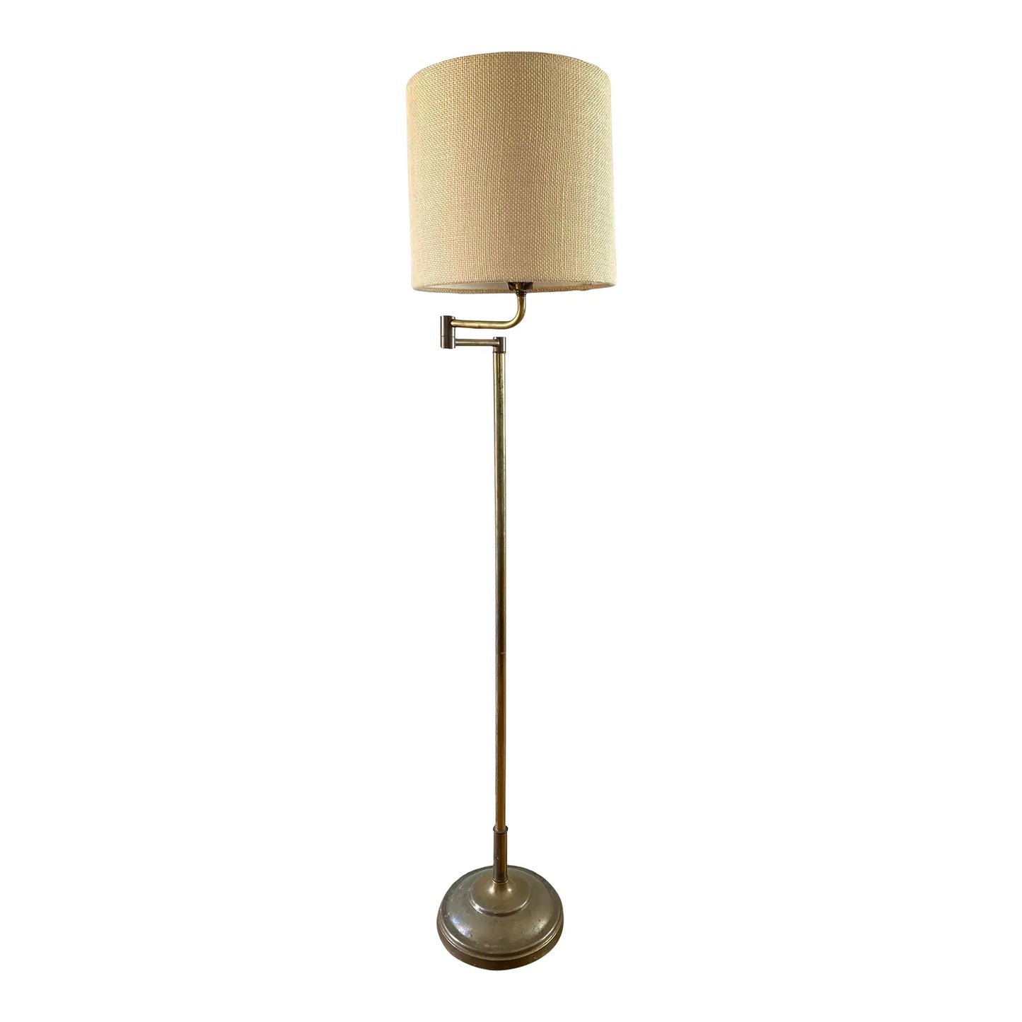 Vintage Brass Swing-Arm Library/Reading Floor Lamp
