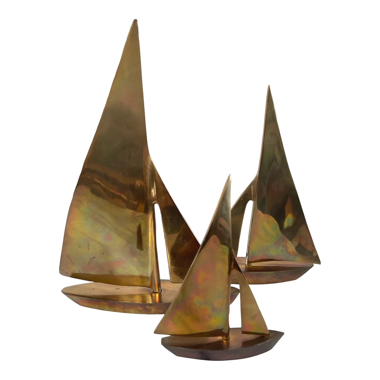 Vintage Collection of Brass Sailboat Figurines- Set of 3