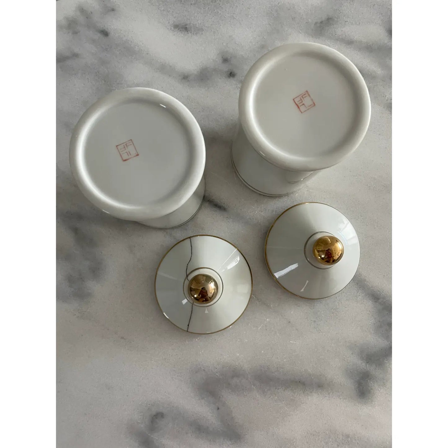 Vintage Freeman Lederman Designed by Lagardo Tackett Porcelain Apothecary Jars, Made in Japan - Opium & Marijuana