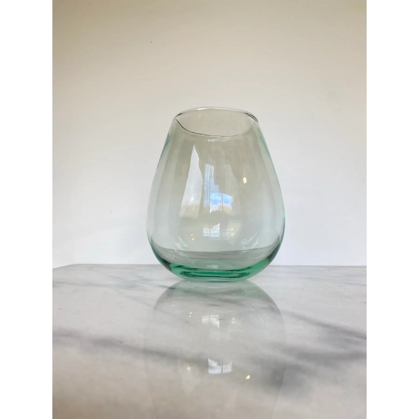 Vintage Hand-Blown Pale Turquoise Glass Vase, Tapered Form