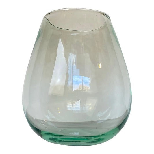 Vintage Hand-Blown Pale Turquoise Glass Vase, Tapered Form