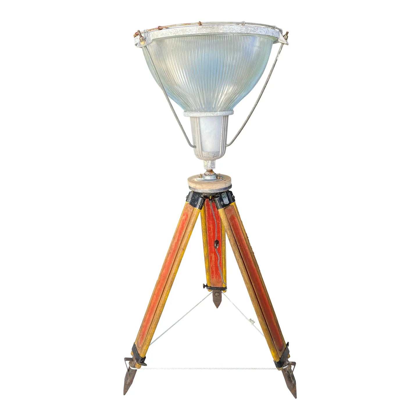 Vintage Holophane Glass Uplight Lamp on Keuffel & Esser Surveyor's Tripod