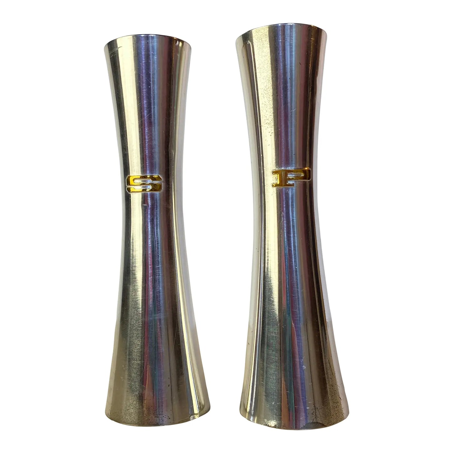 Vintage Japan Silverplate Hourglass Salt & Pepper Shakers, Mid-Century