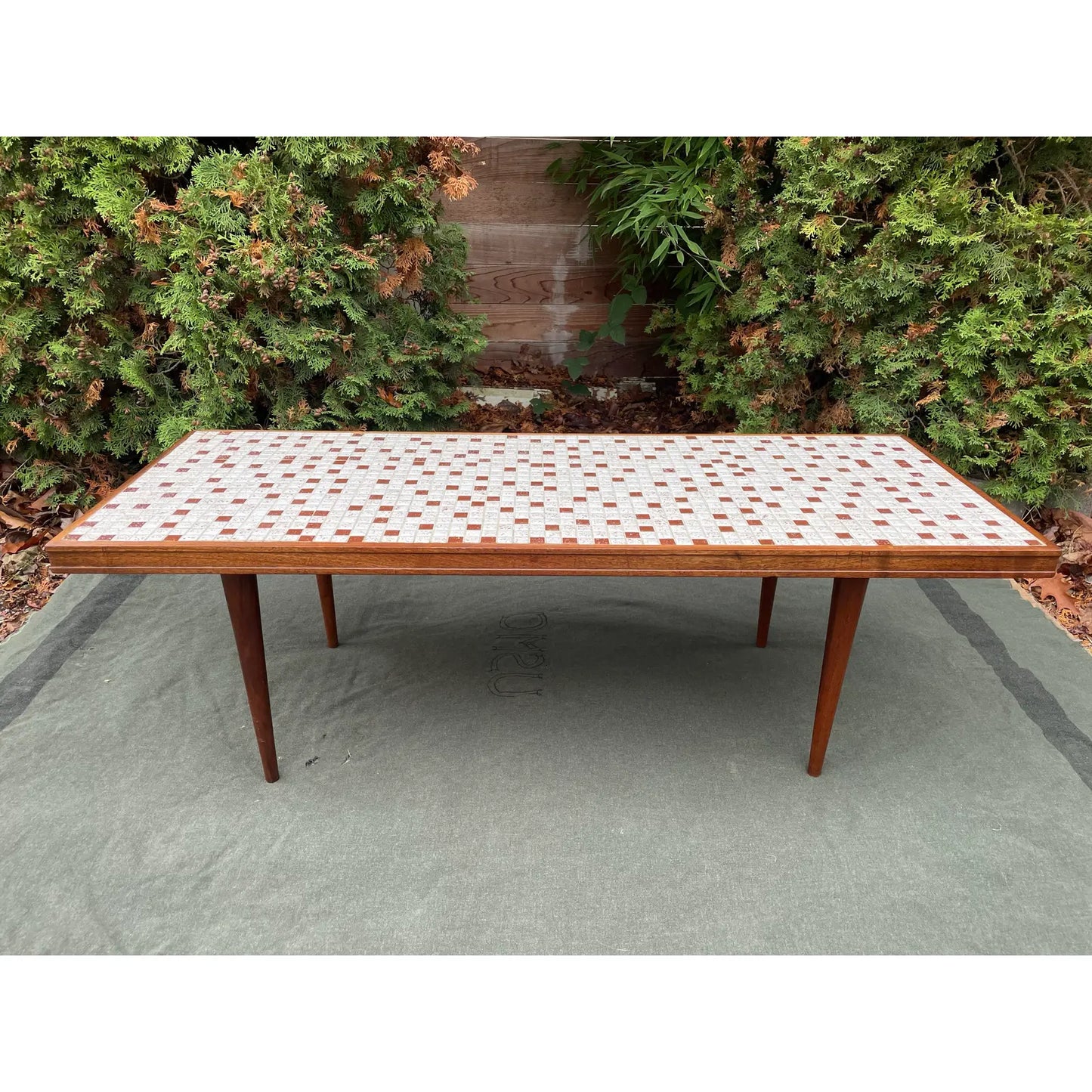 Vintage Mid-Century Modern Mosaic Top Coffee Table — Martz Style, 1960s Wood Frame