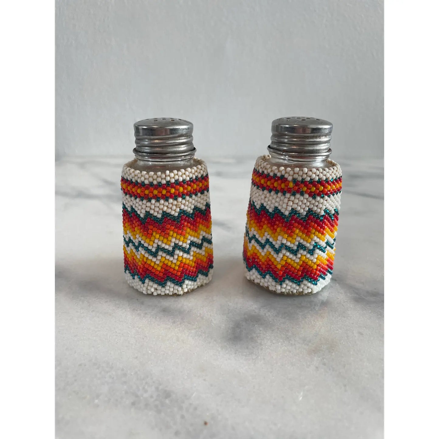 Vintage Native Beaded Southwest Salt & Pepper Shakers