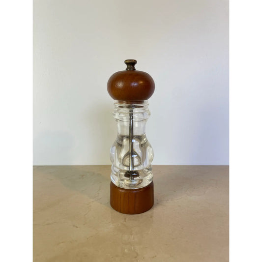 Vintage Peugeot Lucite & Teak Wood Pepper Mill, Mid-Century Modern