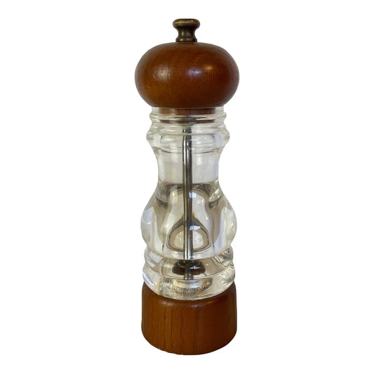 Vintage Peugeot Lucite & Teak Wood Pepper Mill, Mid-Century Modern