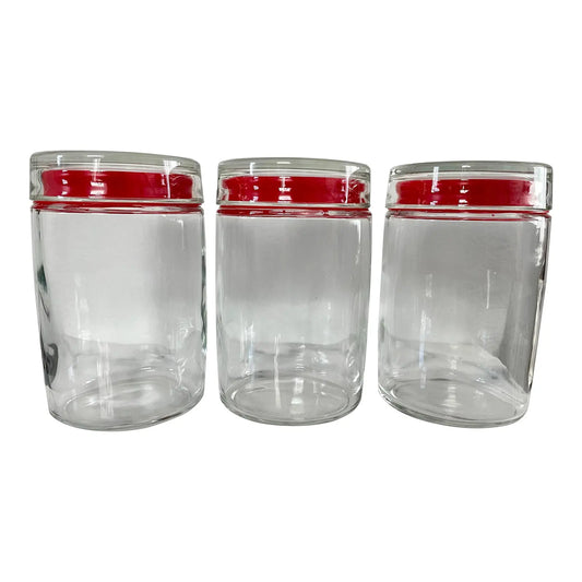 Vintage Post Modern Bormioli Rocco Italy Storage Jars - Set of 3