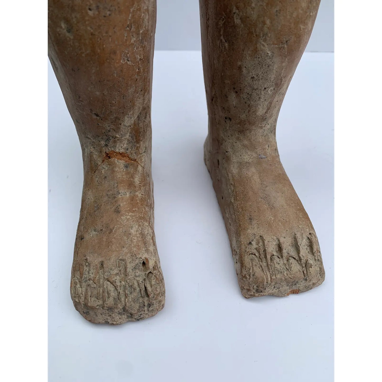Vintage Rustic Mexican Ceramic Feet Sculpture Fragments - a Pair