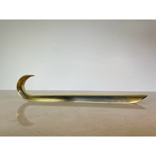 Vintage Solid Brass Long-Handled Shoehorn, India