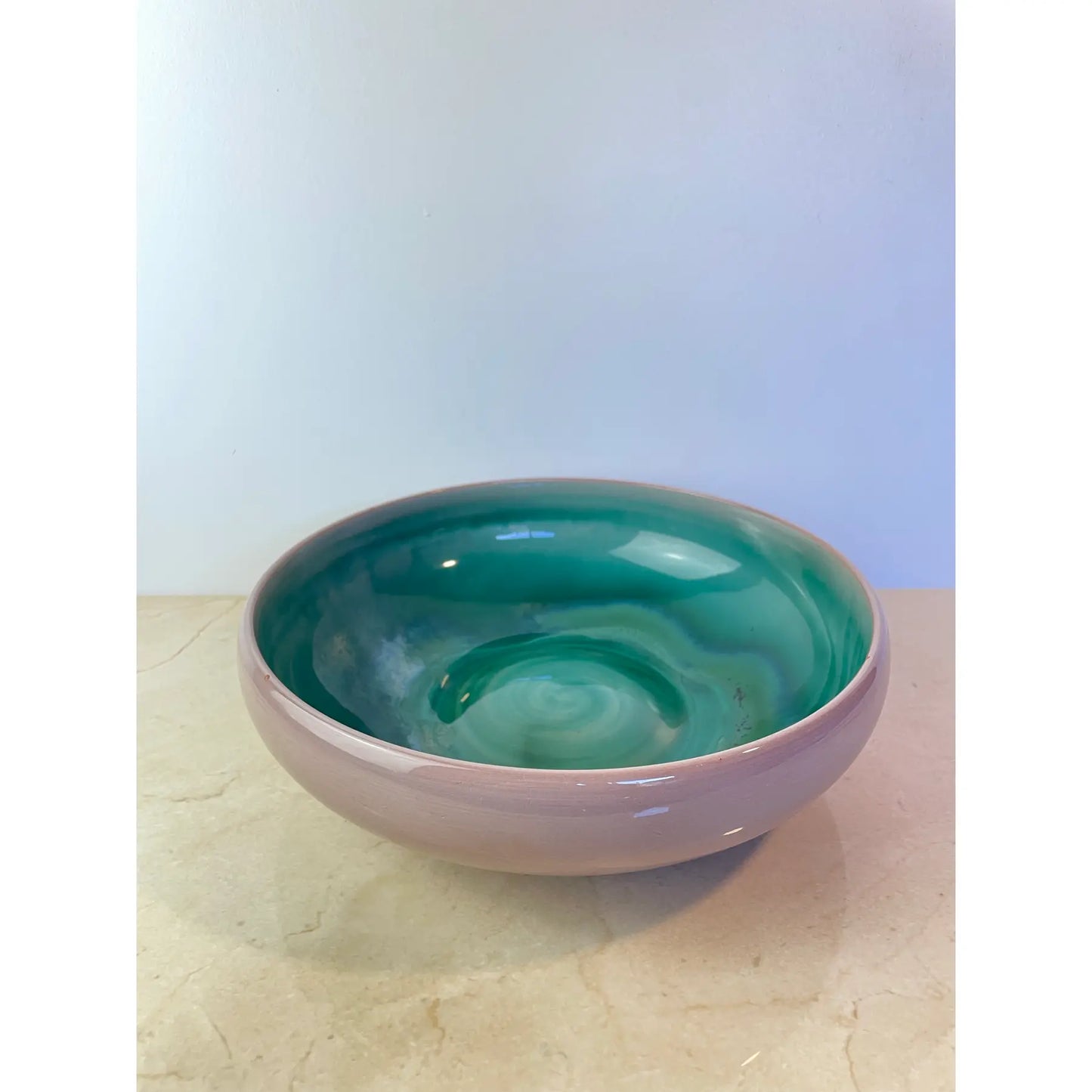 Vintage Stangl Pottery Terra Rose Bowl, Mauve & Turquoise Swirl, Trenton Nj