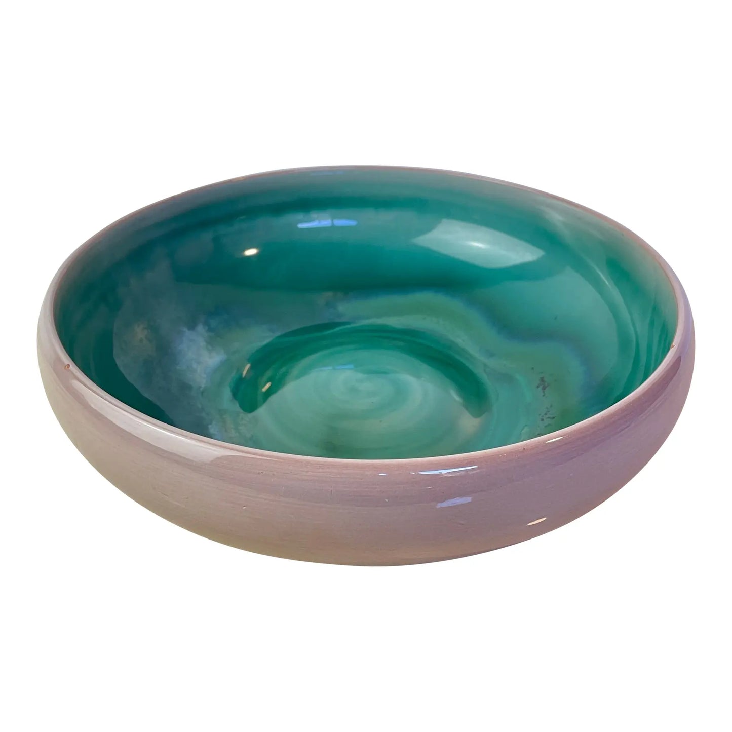 Vintage Stangl Pottery Terra Rose Bowl, Mauve & Turquoise Swirl, Trenton Nj