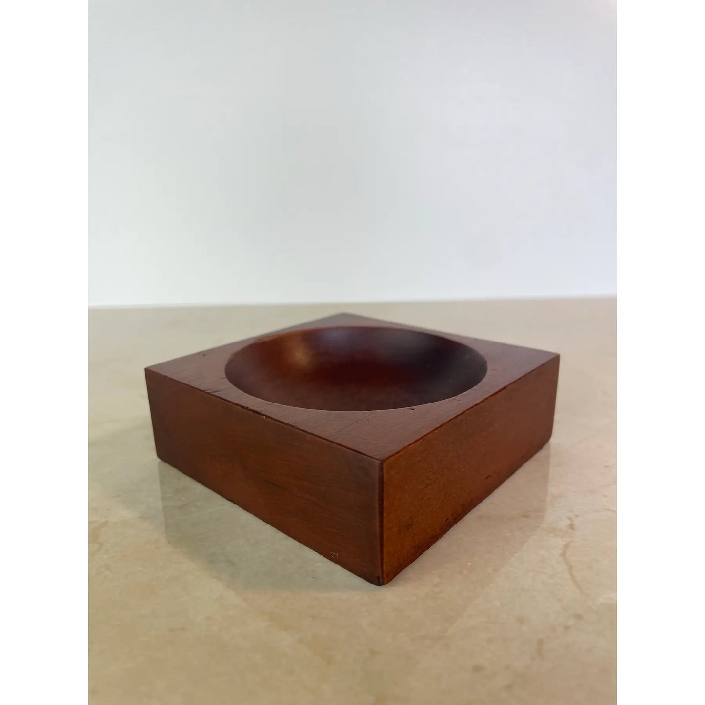 Vintage Studio Craft Modern Teak Cube Catchall / Vide-Poch