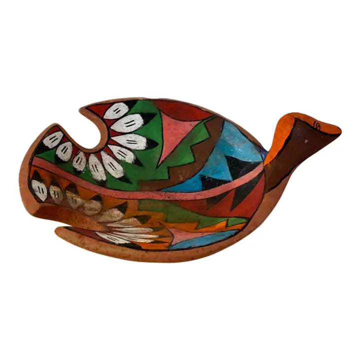 Vintage Tesuque Pueblo Native American Polychrome Bird Effigy Bowl