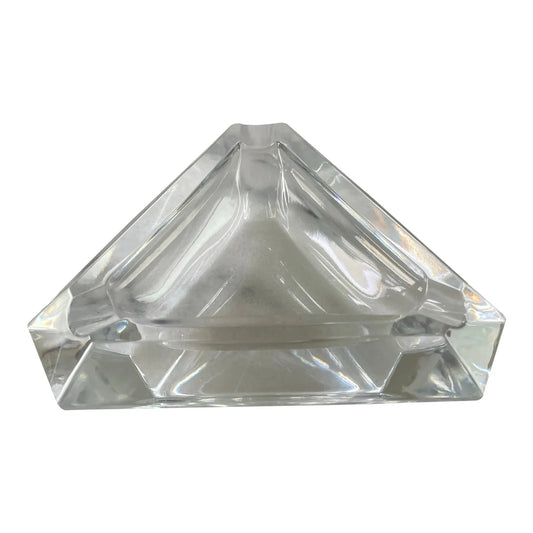 Vintage Val St Lambert Crystal Glass Ashtray Faceted Triangular Shape