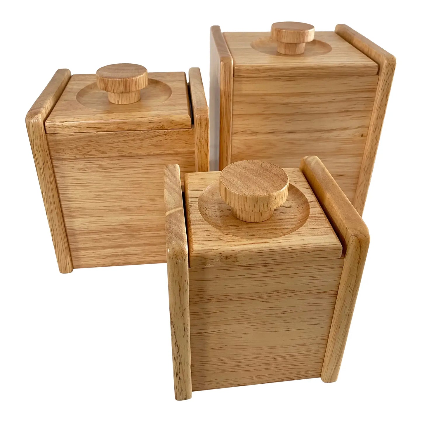 Vintage White Oak Canisters Kitchen Storage - Set of 3