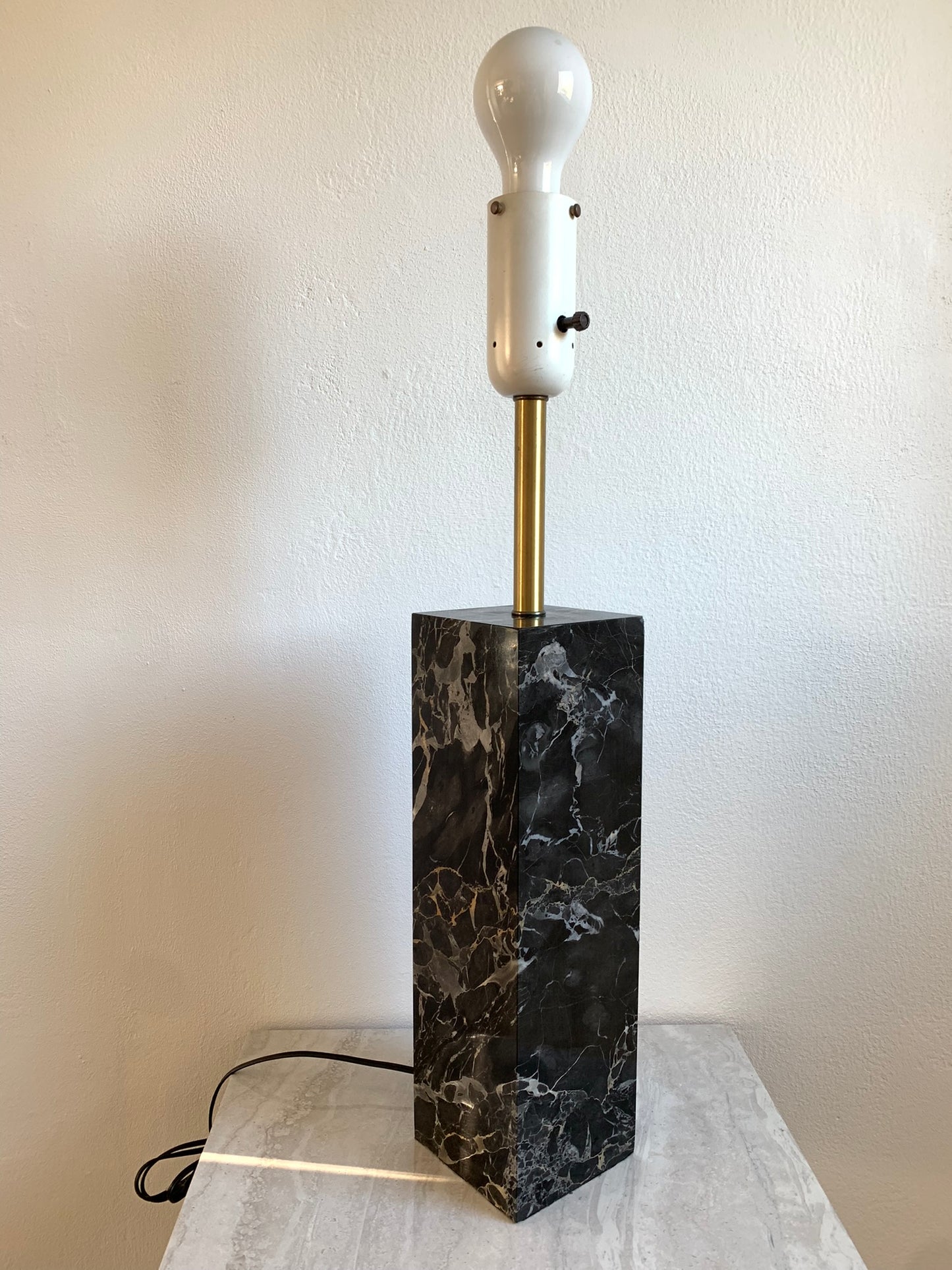 Mid-Century Modern Walter Von Nessen Table Lamp in Black Variegated Marble