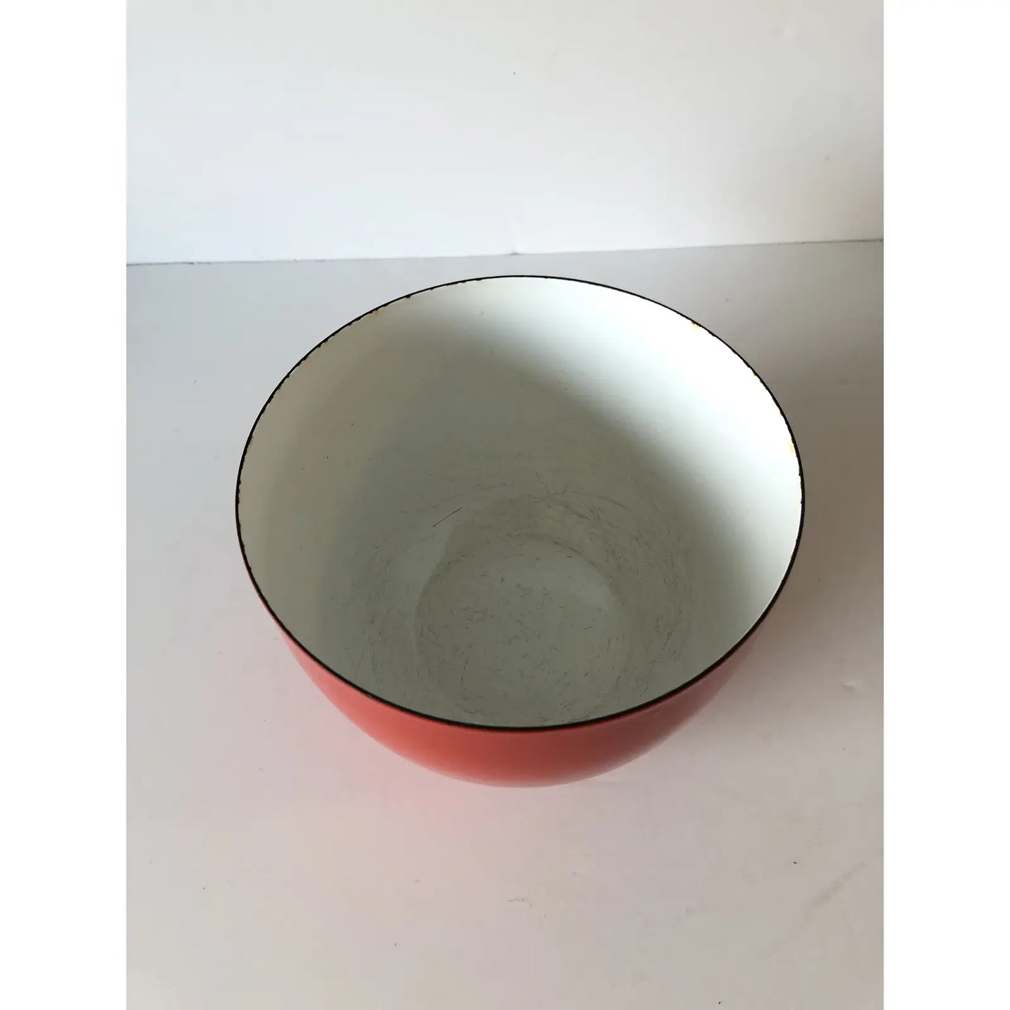 1960s Kaj Franck l Enamel Danish Modern Red and White Bowl