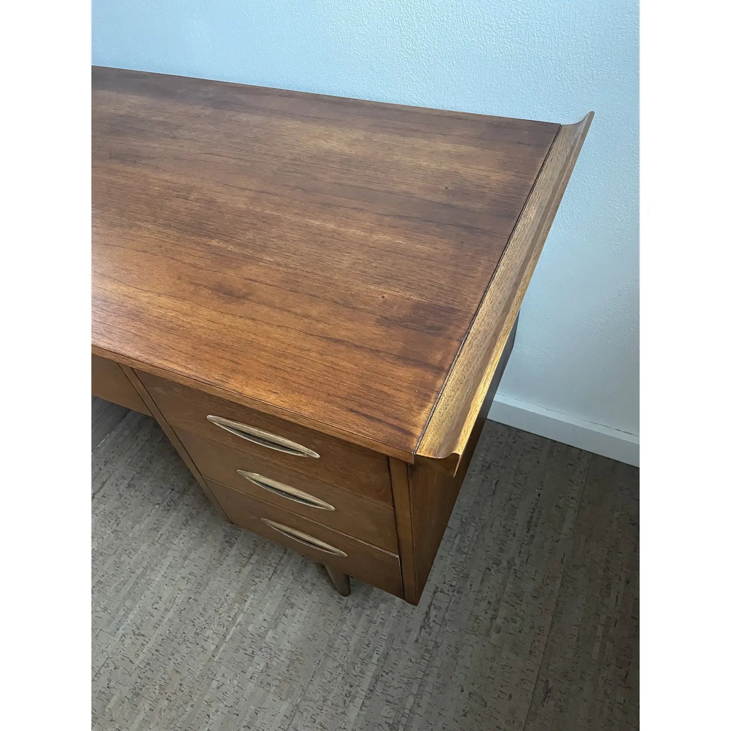 1960s Mid-Century Modern Broyhill Sculptra Walnut Executive Desk