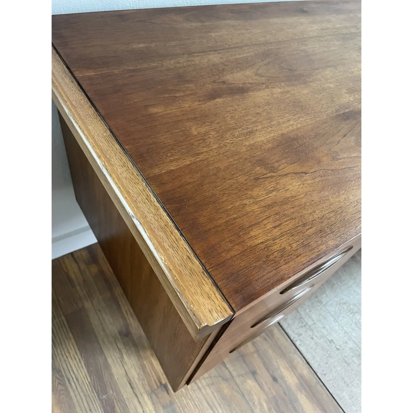 1960s Mid-Century Modern Broyhill Sculptra Walnut Executive Desk