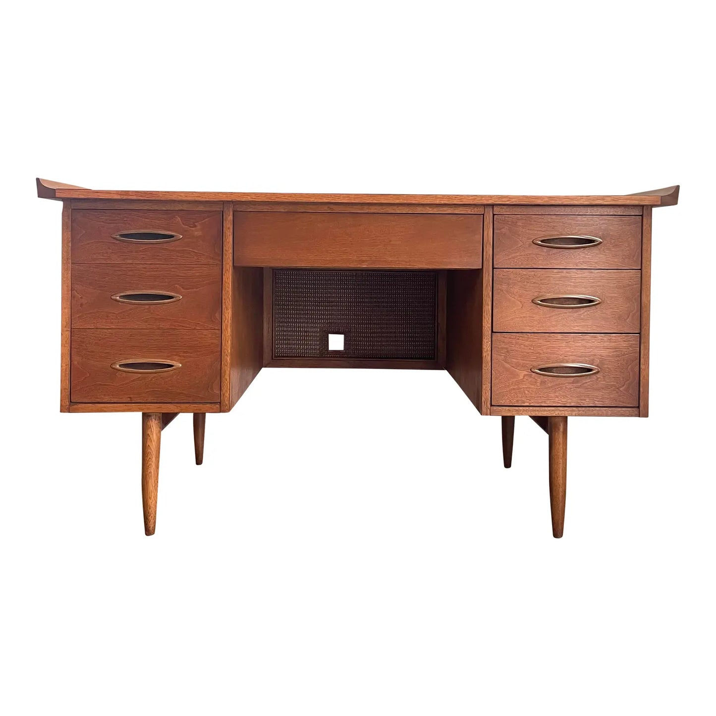 1960s Mid-Century Modern Broyhill Sculptra Walnut Executive Desk