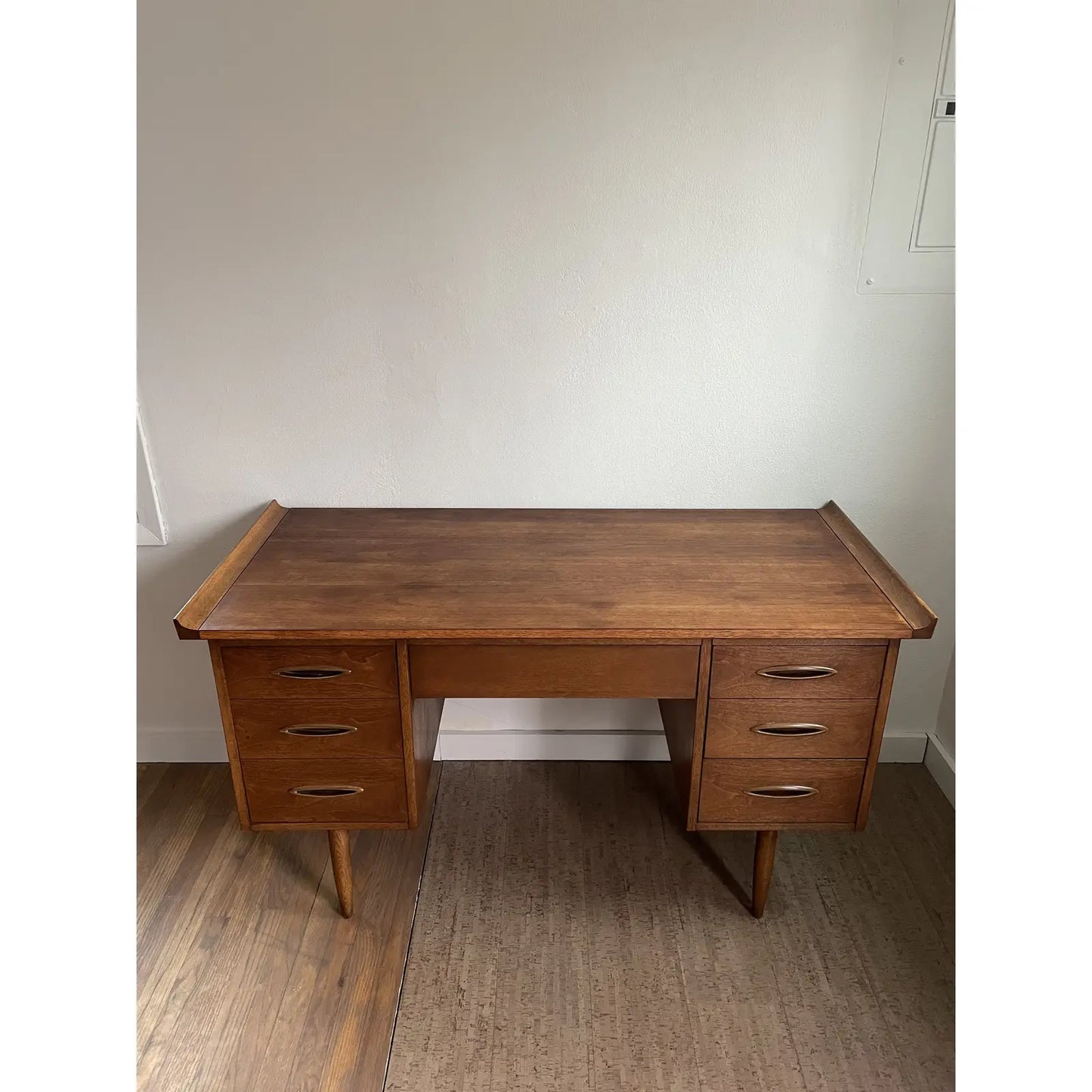 1960s Mid-Century Modern Broyhill Sculptra Walnut Executive Desk