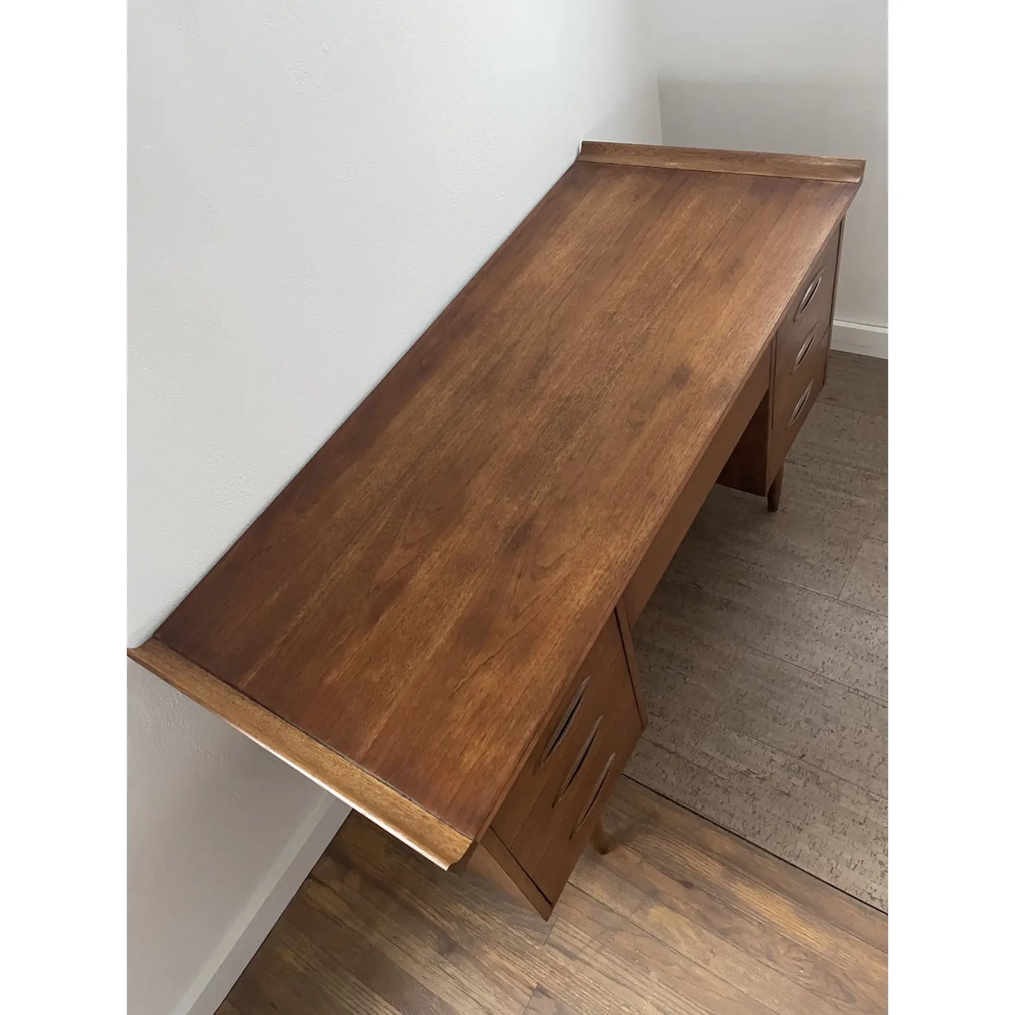 1960s Mid-Century Modern Broyhill Sculptra Walnut Executive Desk