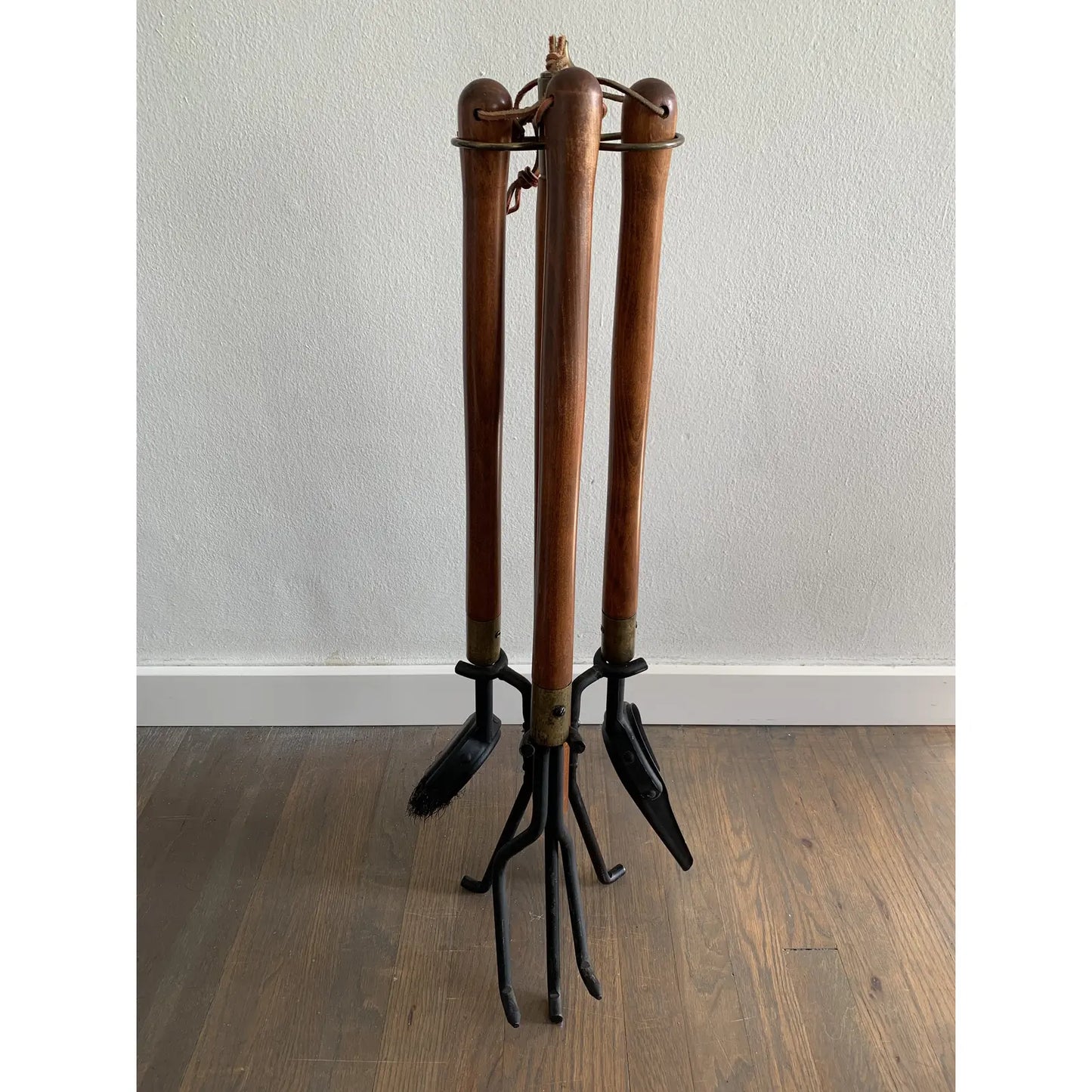 1960s Seymour Mid-Century Modern Long Teak Handle Fireplace Tool Set - 4 Pieces