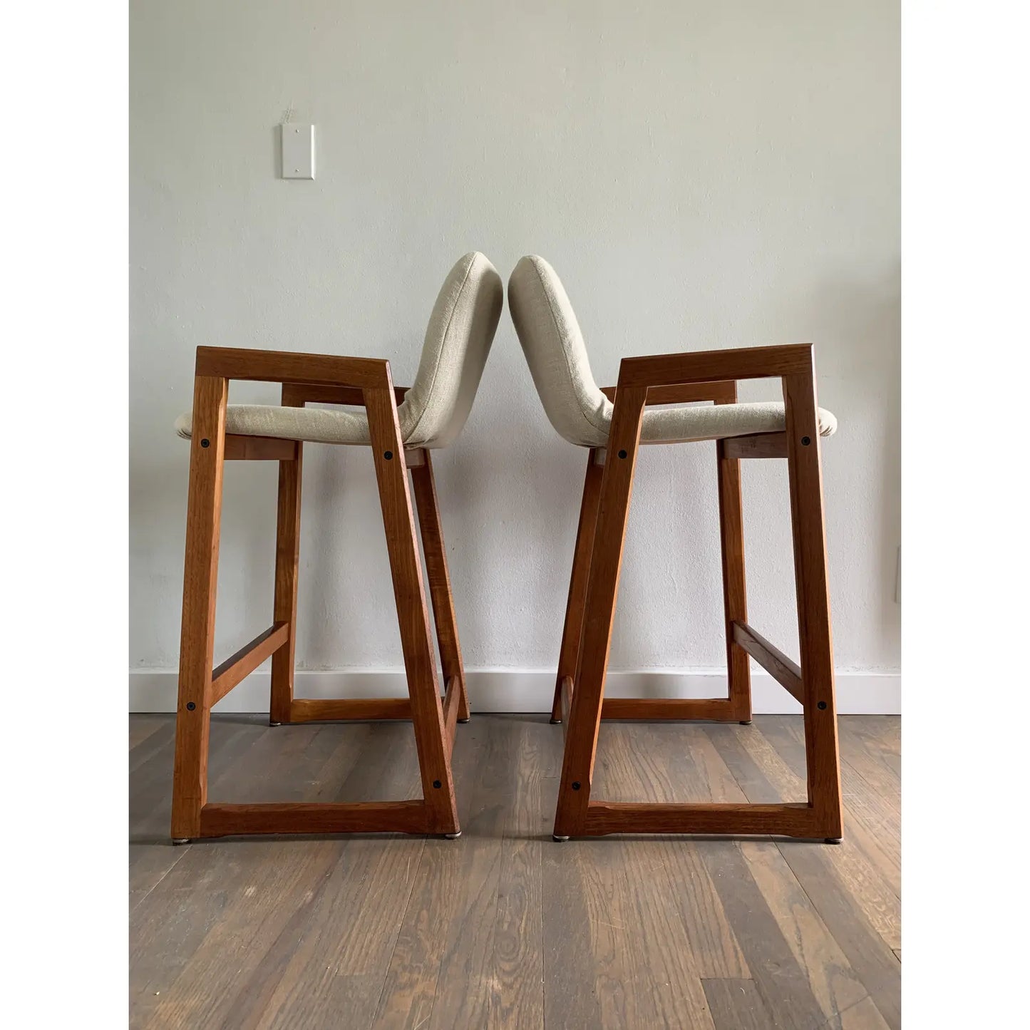 1960s Vintage Danish Modern Teak Barstools - a Pair