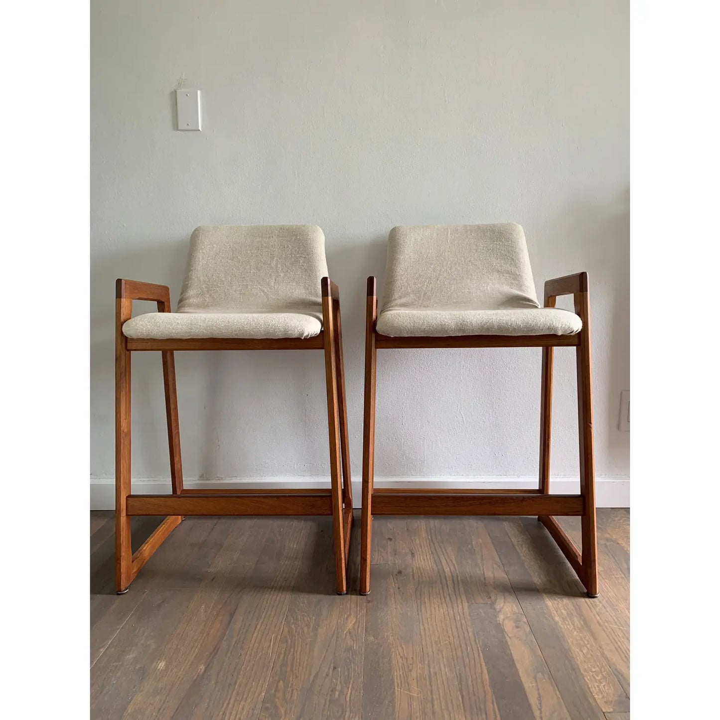 1960s Vintage Danish Modern Teak Barstools - a Pair