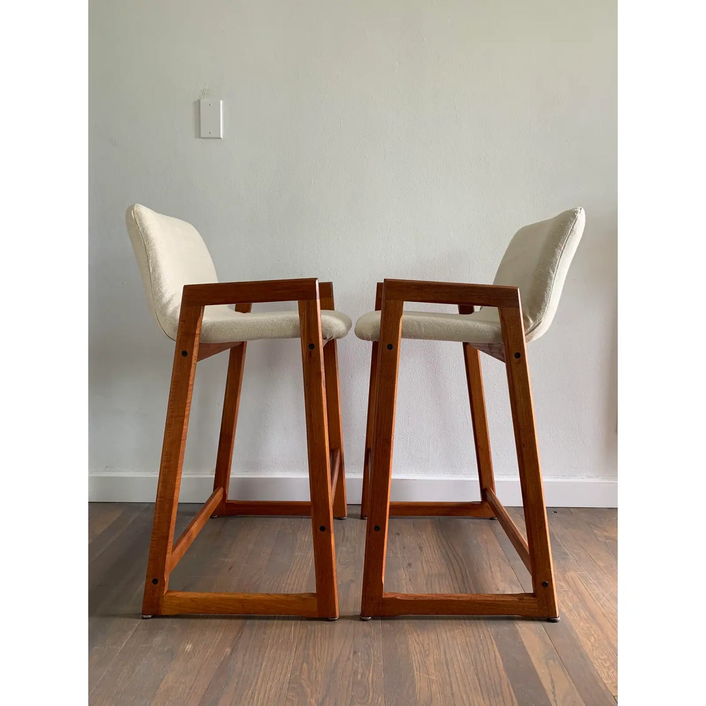 1960s Vintage Danish Modern Teak Barstools - a Pair