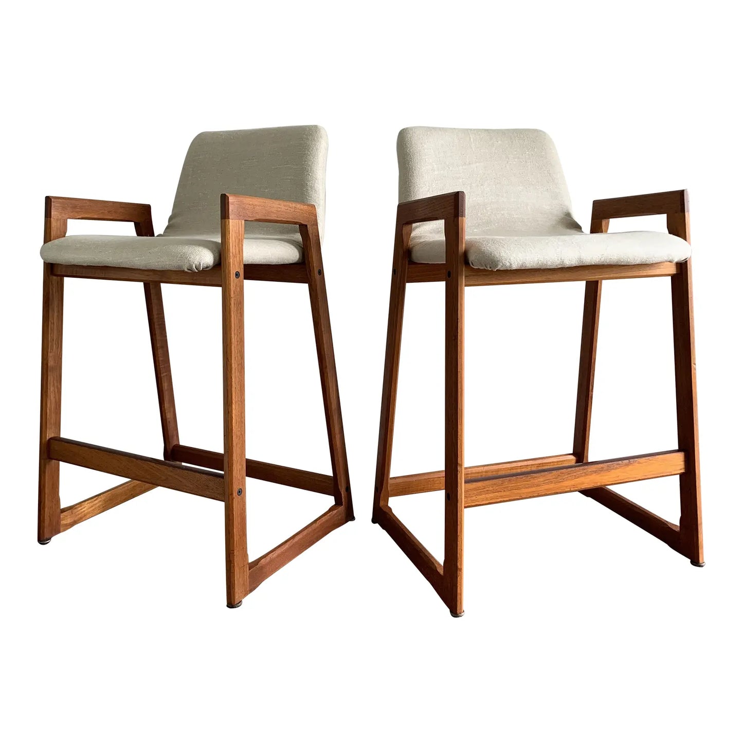 1960s Vintage Danish Modern Teak Barstools - a Pair