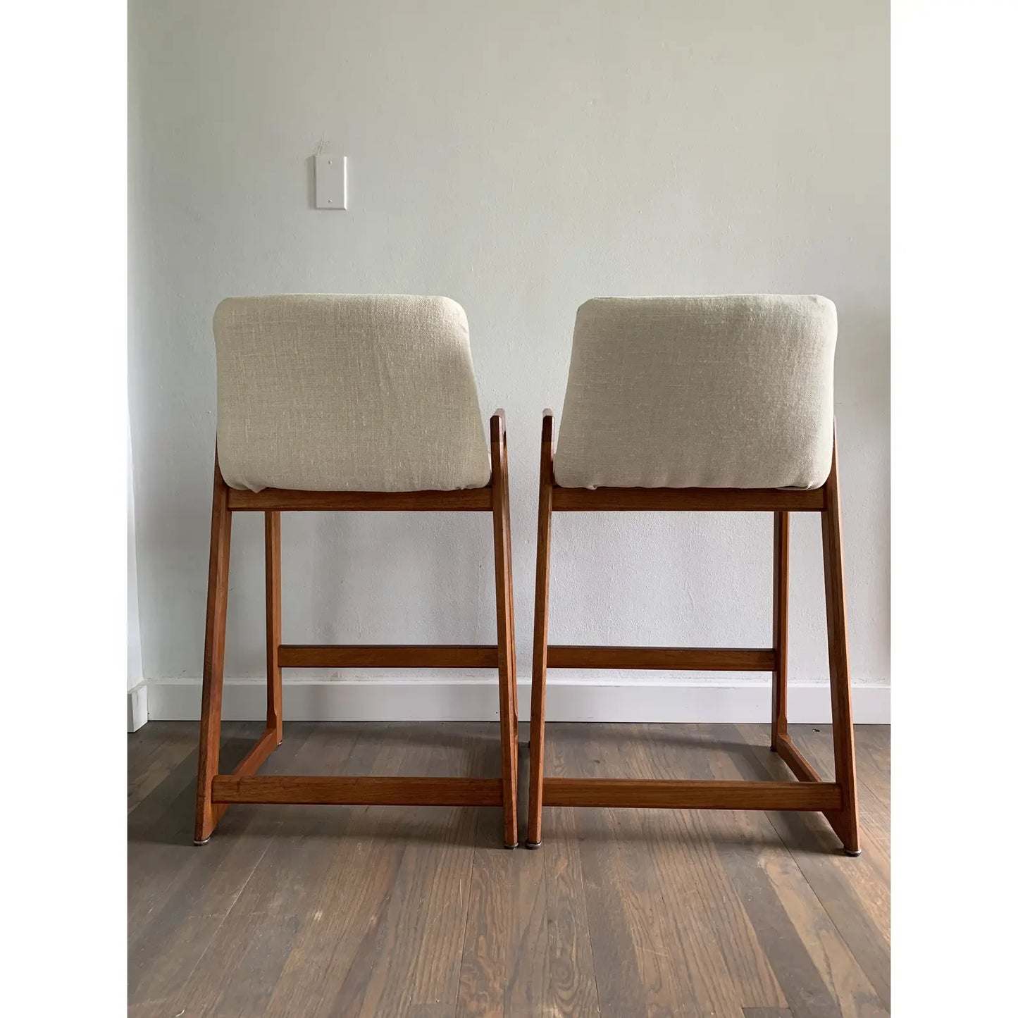 1960s Vintage Danish Modern Teak Barstools - a Pair