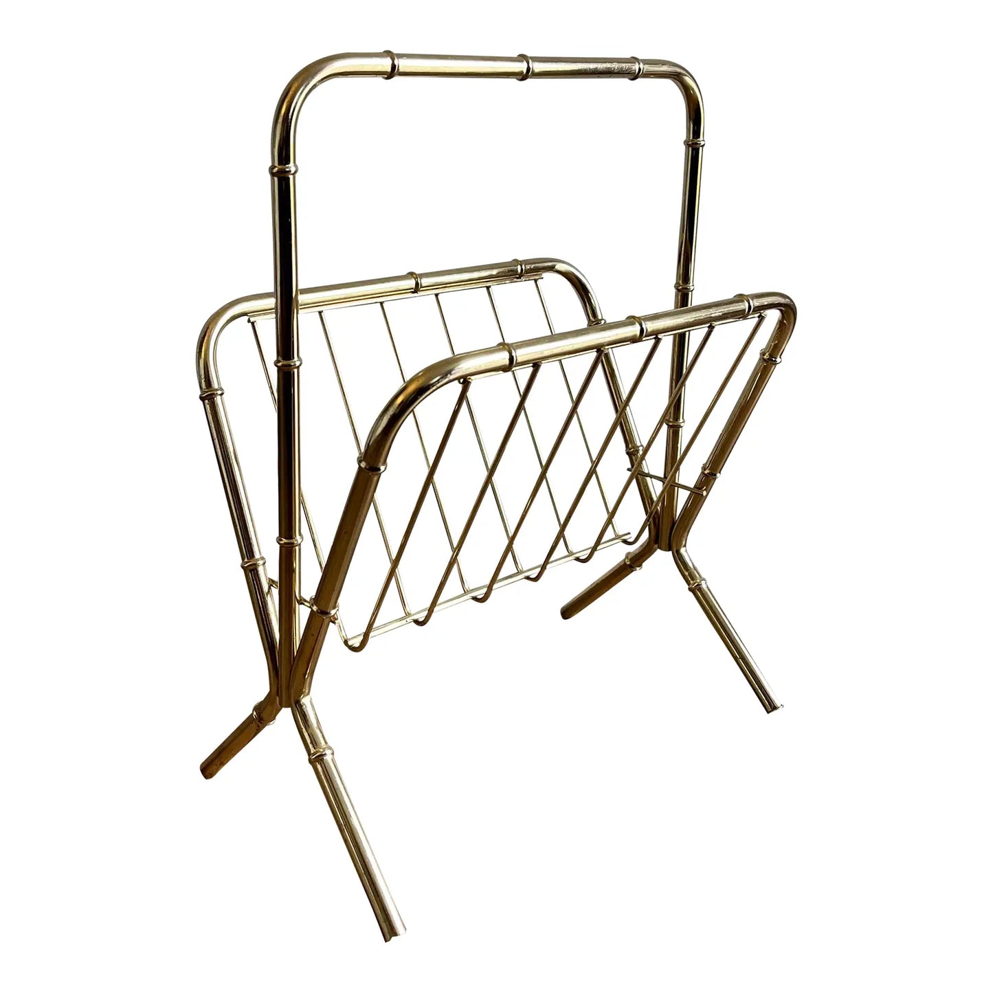1970s Vintage Hollywood Regency Style Mid-Century Modern Brass Bamboo Magazine